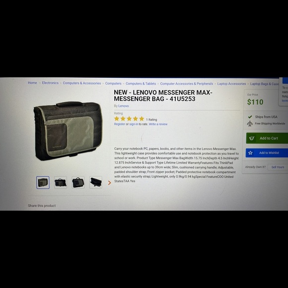 NWT lenovo laptop messenger max bag! - Picture 6 of 6